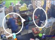 Foto : Kejadian perampokan Kios BRI-link di Rohil dilihat tangkapan layar CCTV. (Dok: SM News)