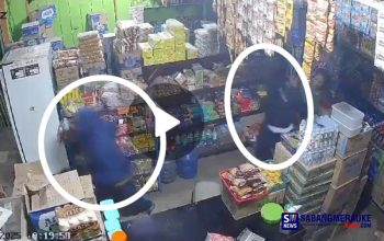 Foto : Kejadian perampokan Kios BRI-link di Rohil dilihat tangkapan layar CCTV. (Dok: SM News)